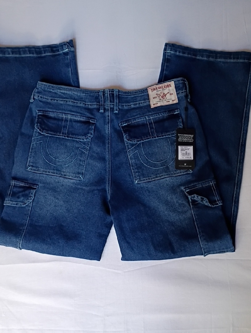 True Religion Women's Dark Blue Relaxed Cargo Jeans Size 29 - Picture 4 of 12